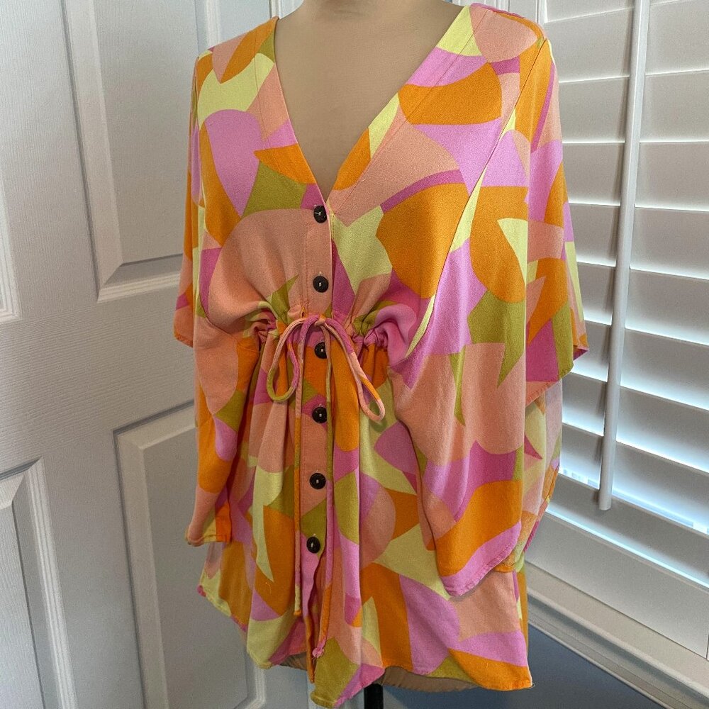 VICI babydoll dress/top medium button up and drawstring waist